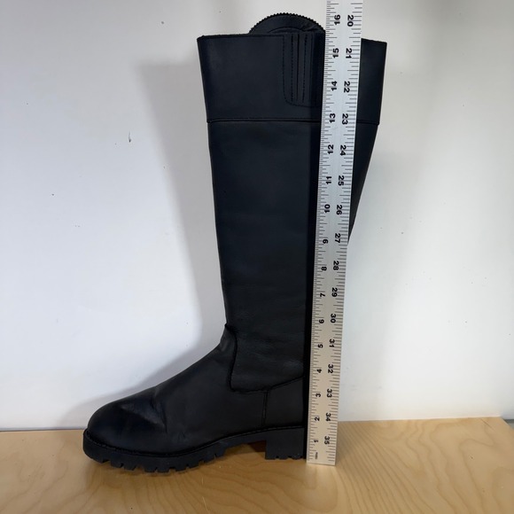 Volatile Leather Riding Boots Knee High Lug Sole‎ Zipper Buckle Tassel Black - Picture 12 of 14